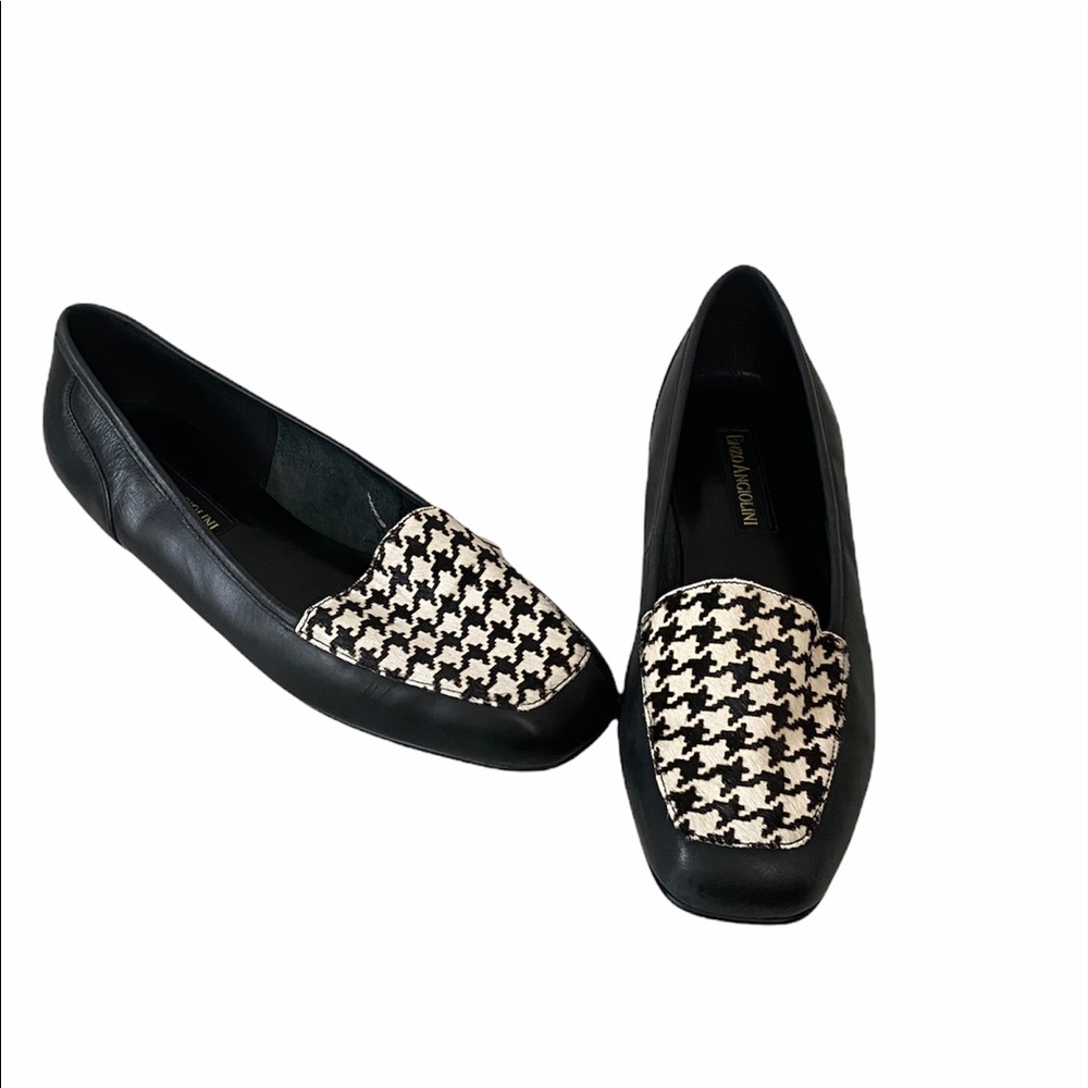 Enzo Angiolini Trendy Houndstooth Liberty Black Loafers 7.5 Slip ons